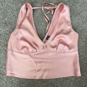 Wild Fable Blush Pink Lace Trim Top